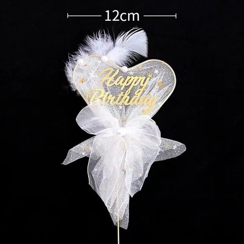 Que sắt TIM HPBD lông+ vải ren trắng LOẠI TO