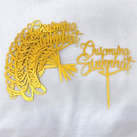 Topper mica set 10 que Chúc mừng sinh nhật