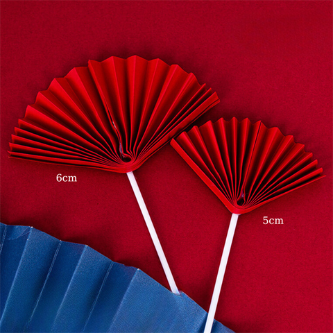 Set 2 quạt nửa TO NHỎ màu ĐỎ ĐÔ