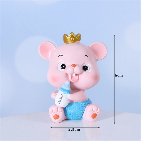 Trang trí bàn Chuột sứ vương miện+ôm bình XANH