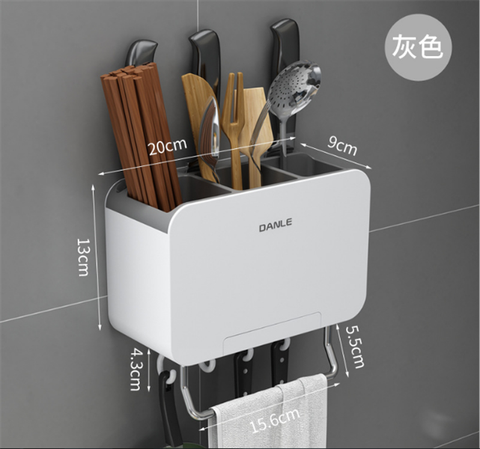 Hộp nhựa gắn tường đựng hộp đựng đũa thìa, để dao nhà bếp DANLE đa năng
