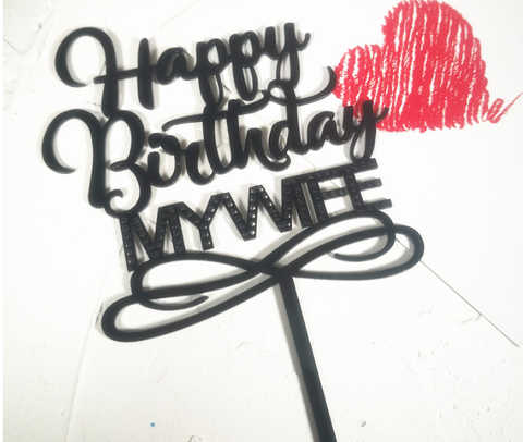 Topper mica HPBD My Wife đen