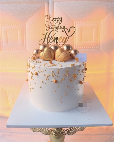 #Topper mica HPBD honey vàng