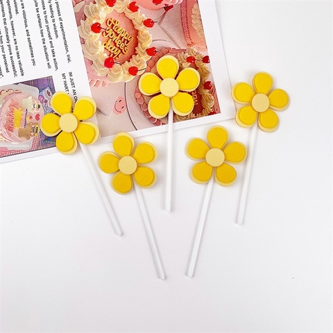 Set que cắm 5 hoa VÀNG NHỤY VÀNG xốp 2 lớp