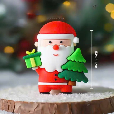 MC - Kute ông già noel đứng cầm cây thông hộp quà xanh