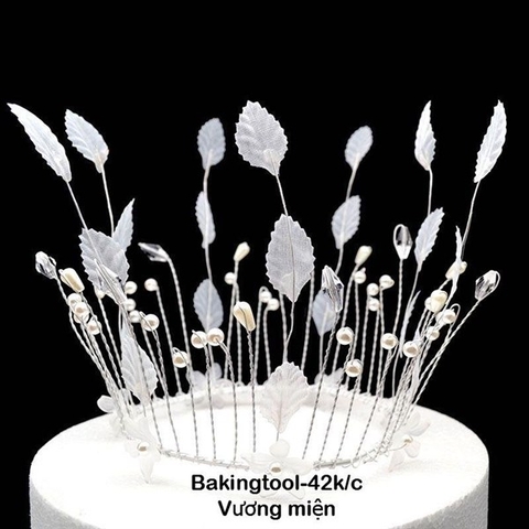Vương miện Hoa lá + Ngọc trai trắng 17*12cm