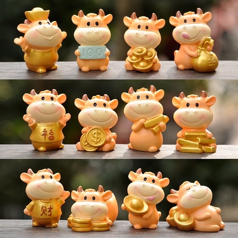 Đồ chơi trang trí Trâu sứ Mix mẫu(12 mẫu)-SALE