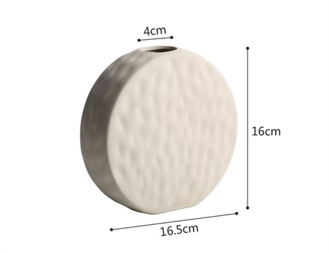 Bình decor tròn miệng tròn size to màu TRẮNG NGÀ 16*16.5*4