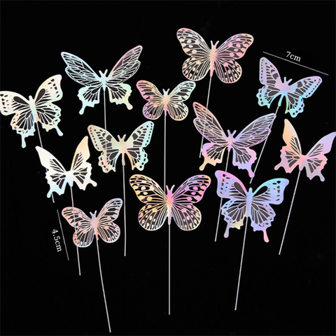 SET 12 BƯỚM 3D MICA MỎNG MÀU BẠC LẤP LÁNH