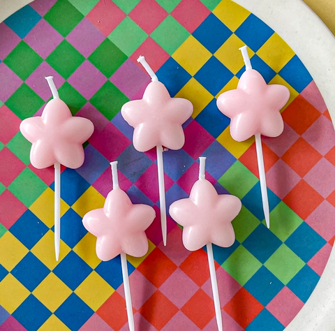 Set 5 Nến sao béo màu HỒNG