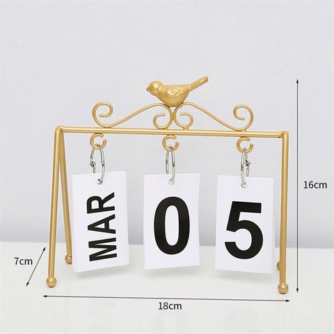 Lịch treo sắt gắn chim 16*18*7cm - VÀNG