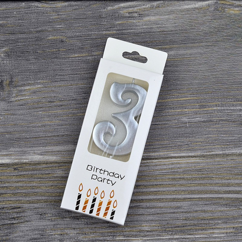 Nến số nhũ bạc 3