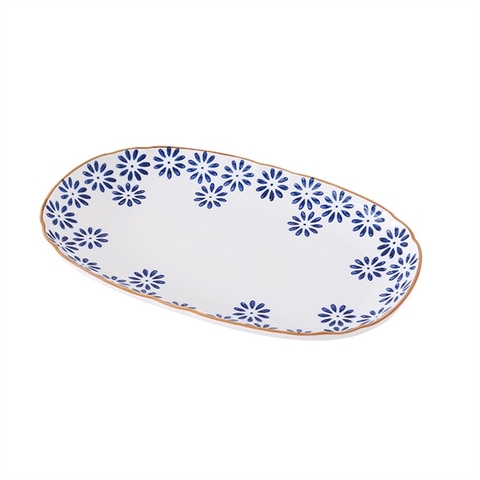 A152 Đĩa bầu dục hoa cúc daisy 25.8*16.3*3cm
