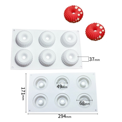 Khuôn SLC làm bánh mousse 6 ô tròn trắng