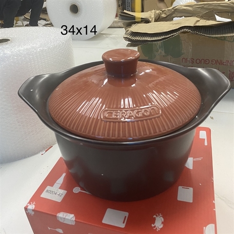 Nồi lẻ 34 đen nắp nâu quai vểnh KT 34*14cm