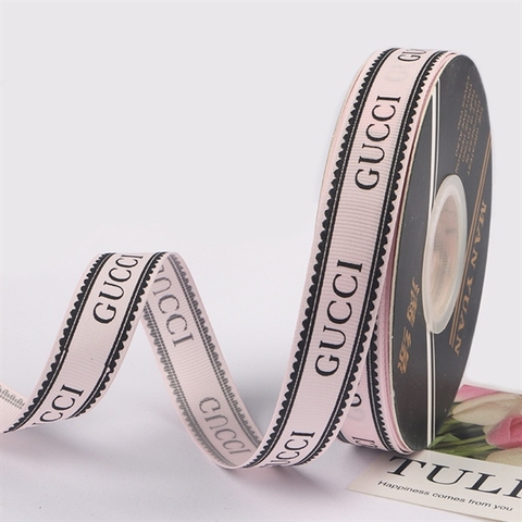 RB GUCCI màu HỒNG CHỮ ĐEN 2CM*40m