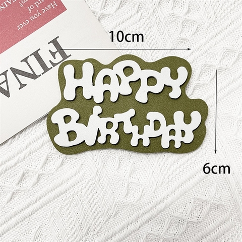 Que cắm XỐP chữ HPBD nền XANH RÊU chữ TRẮNG 10*6CM