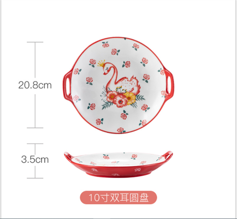 Thiên nga ĐỎ-đĩa tròn 2 quai 20.8*3.5cm