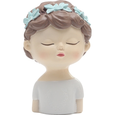 Tượng cô gái tóc quấn vòng lá xanh Đặc 10*5.5cm(H1)