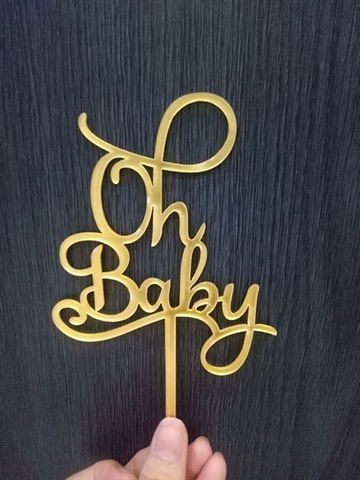 Topper mica Oh baby vàng gạch