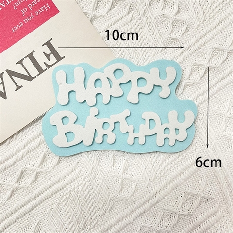 Que cắm XỐP chữ HPBD nền XANH NGỌC chữ TRẮNG 10*6CM