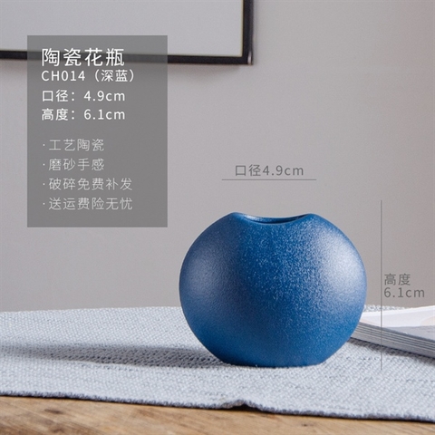 BH16- Bình hoa tròn miệng C 2*9cm xanh Navy