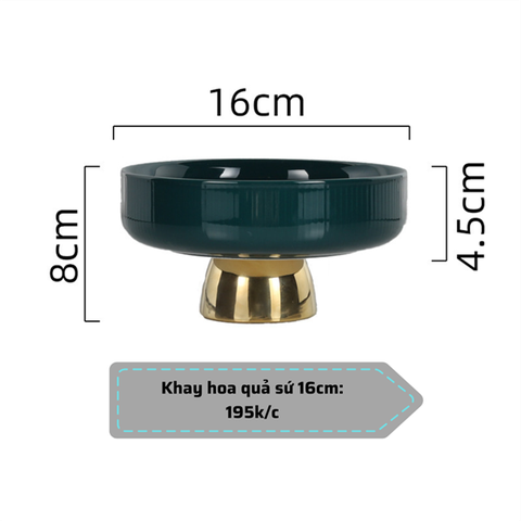 Khay mứt sứ Bắc Âu màu XANH size 16cm