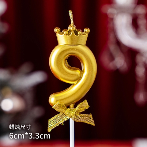 Set 10 nến số vương miện vàng số 9