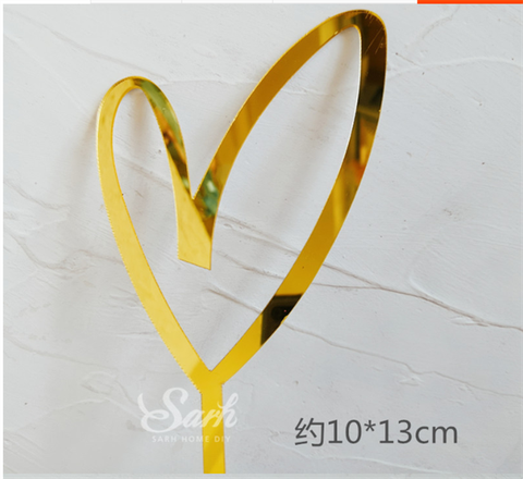 Topper mica trái tim vàng (hình trái tim) loại nhỏ