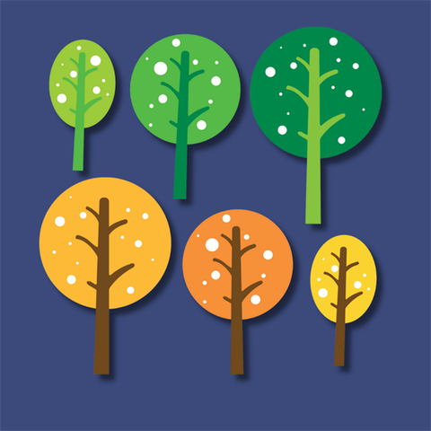 Set que giấy tán cây tròn XANH CAM(combo 2 set)