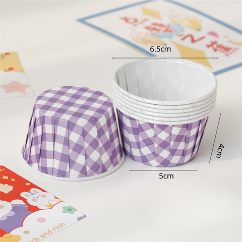 Set cốc cupcake giấy kẻ TÍM lốc 100C