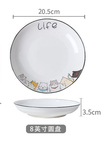 A57- Mèo LIFE đĩa tròn 20*3.5cm BẮc ÂU