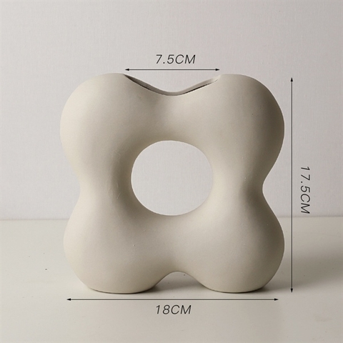 Bình decor hình hoa cao cấp màu TRẮNG NGÀ KT 18 x 17,5 cm