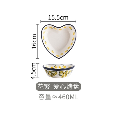 A85- Đĩa tim hoa mai vàng 15.5*16*4.5cm