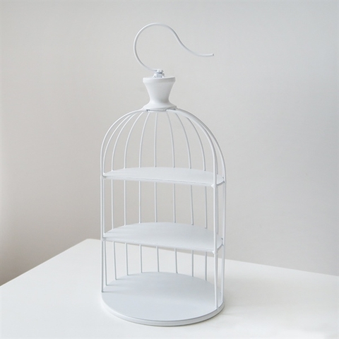 Khay lồng chim để bàn TRẮNG 3 tầng KT 24*48cm