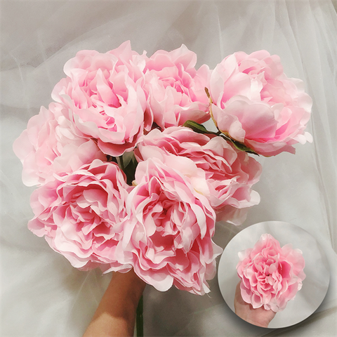 Cành hoa mẫu đơn 7 bông màu HỒNG