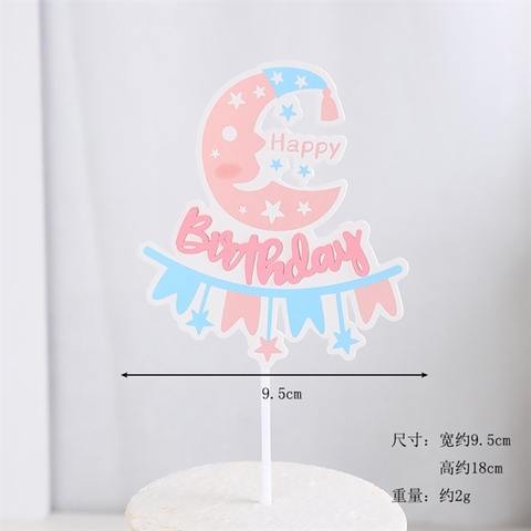 Que cắm HPBD trăng sao dải cờ HỒNG