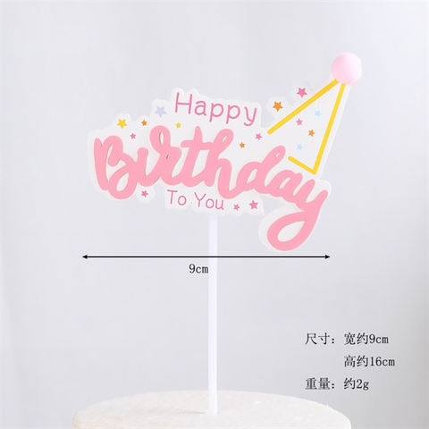 Que cắm HPBD to you mũ sinh nhật sao HỒNG