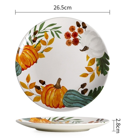 Set Bí Ngô Âu Mỹ: đĩa tròn 10inch 26.5*2.8cm