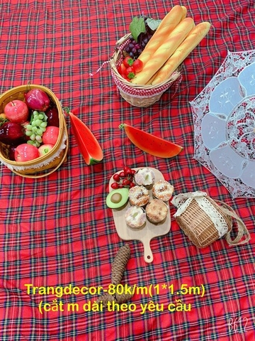 Khăn trải bàn kẻ đỏ xanh ĐẬM (1.5m*1m)