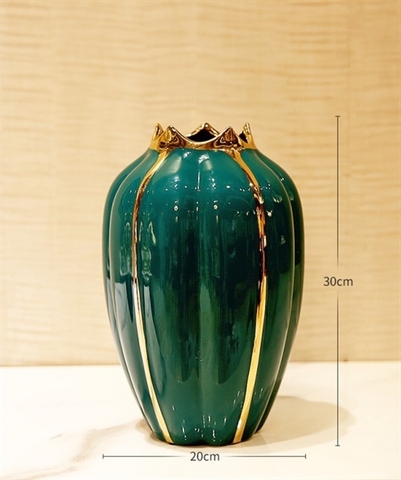 Bình hoa phú quý XANH CỔ VỊT dáng bầu size to 30*20cm