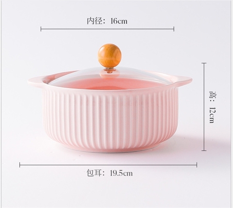Nồi sứ +vung HỒNG