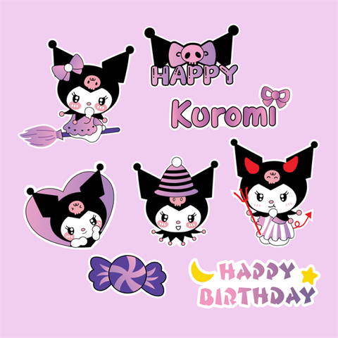 Set que giấy - kuromi đen ngồi chổi (combo2)