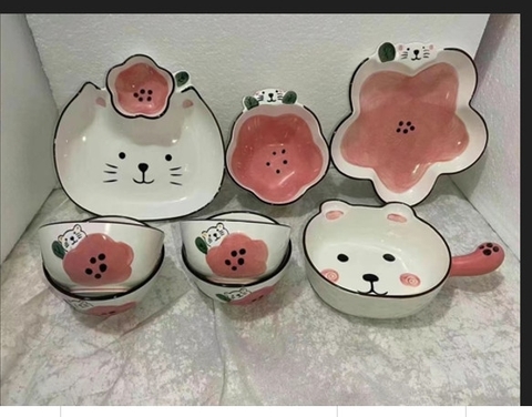 Bát cơm sét thỏ hồng 11,3*5,5cm