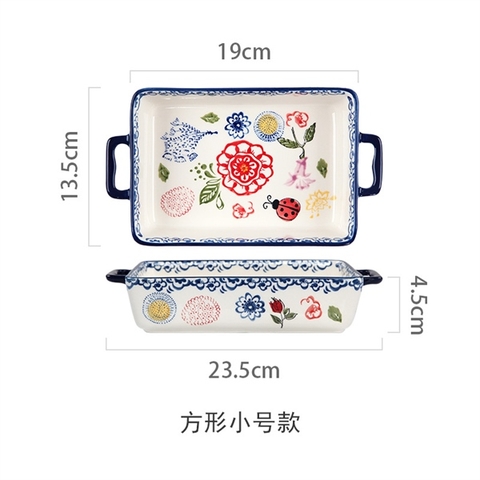 A158 Thố nướng hoa cam chữ nhật size nhỏ 22.5*4.5*13.5cm