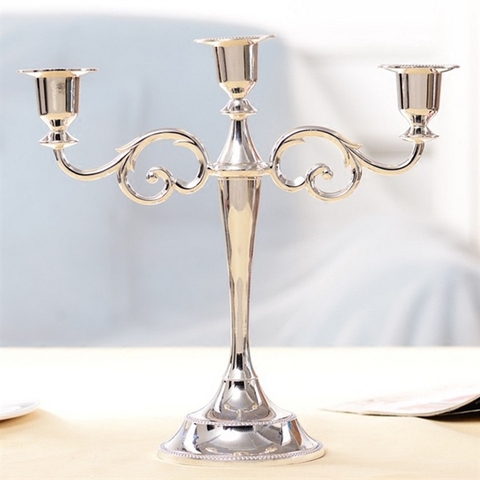 Chân nến bạc 3 đế cao 27cm