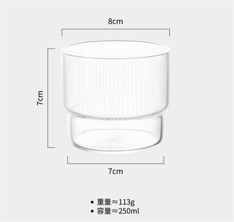 Thuỷ tinh-Cốc lùn hoạ tiết sọc 7*7*8cm