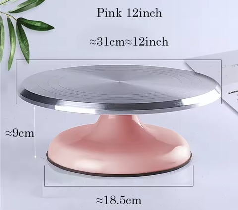 Bàn xoay inox chân nhựa hồng size 30cm