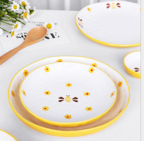 ONG VÀNG-Đĩa tròn vàng ong hoa vàng 20.5*3-446g