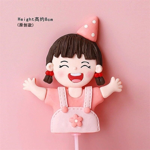 Kute SLC bé gái yếm hồng mũ sinh nhật chấm bi Hồng mã mới (chiếc)